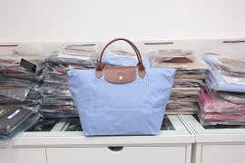 Longchamp Le Pliage Medium Short Handle Lilac Blue 1623 089 A30 (1)
